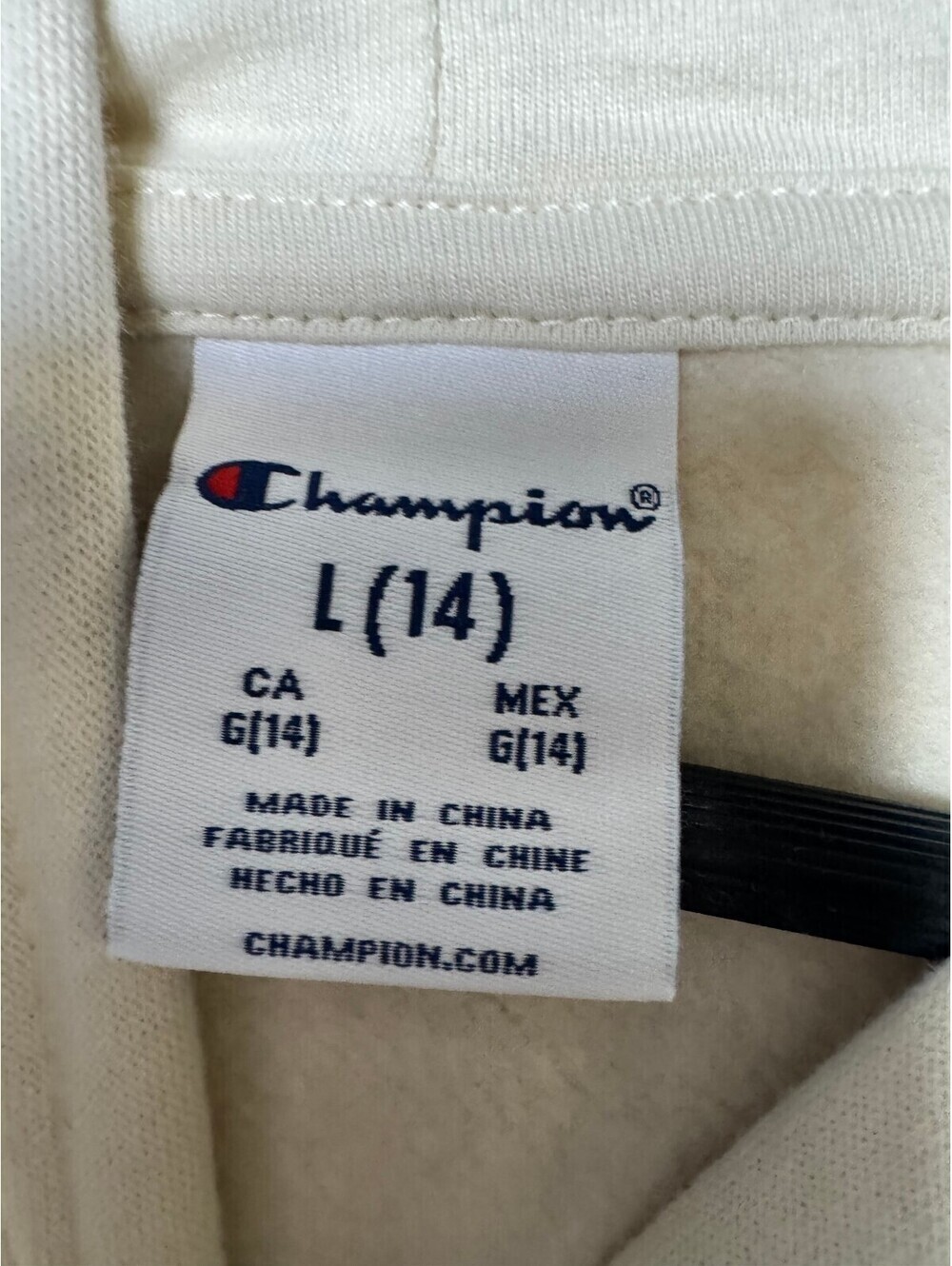 Champion GIRLS Large Hoodie Cream and Teal with Pink Accents, Embroidered Logo, - Picture 4 of 6